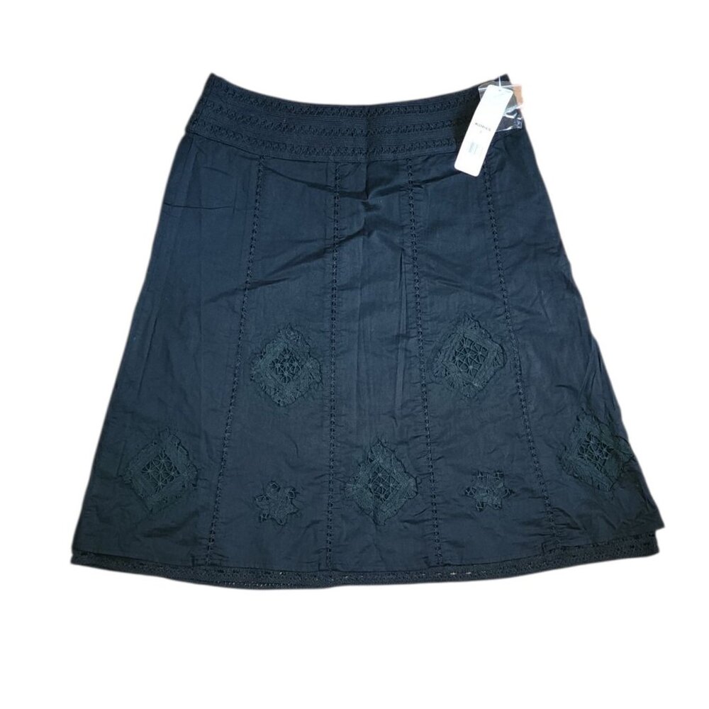 Apt 9 Skirt Womens Size‎ 6 Black Lace Detail Side Zip A Line 100% Cotton NWT New